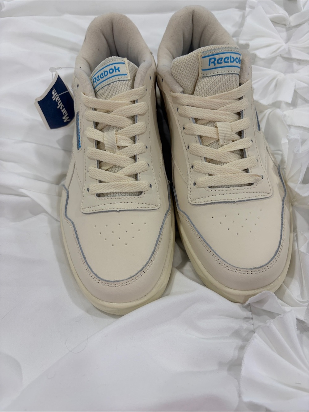 Reebok Cream and Light Blue Low-Top Sneakers
